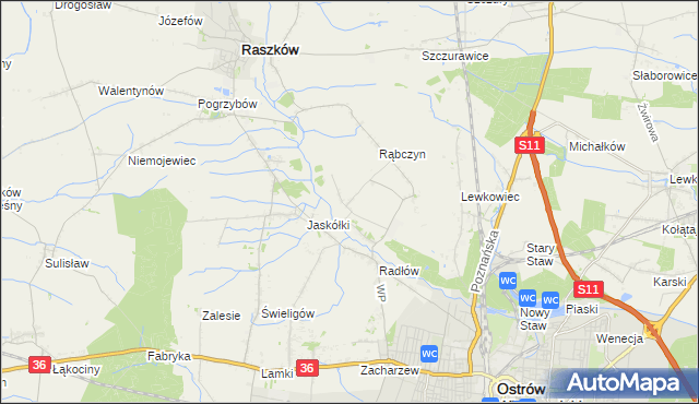 mapa Jelitów gmina Raszków, Jelitów gmina Raszków na mapie Targeo