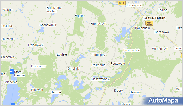 mapa Jodoziory, Jodoziory na mapie Targeo