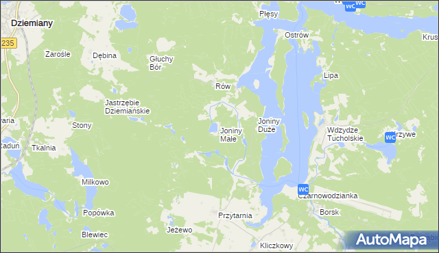 mapa Joniny Małe, Joniny Małe na mapie Targeo