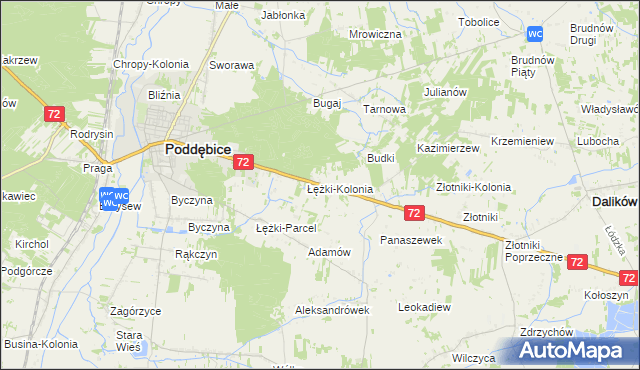 mapa Józefka gmina Poddębice, Józefka gmina Poddębice na mapie Targeo