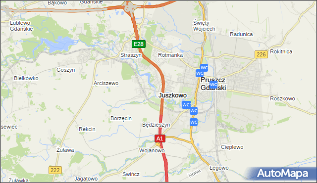 mapa Juszkowo, Juszkowo na mapie Targeo