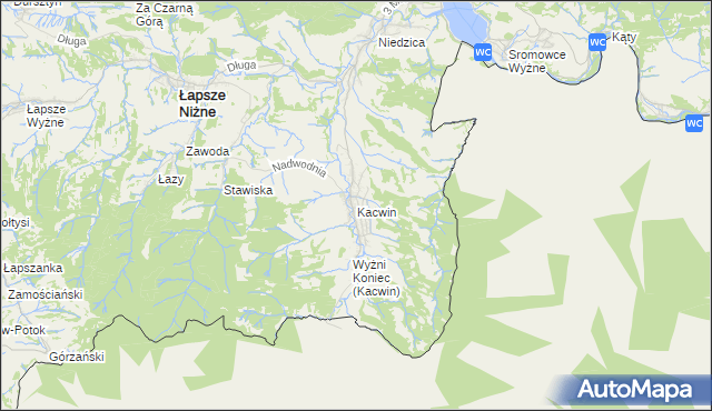 mapa Kacwin, Kacwin na mapie Targeo