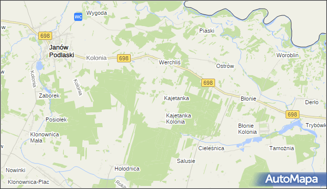 mapa Kajetanka, Kajetanka na mapie Targeo