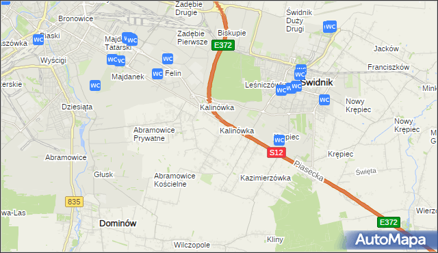 mapa Kalinówka gmina Głusk, Kalinówka gmina Głusk na mapie Targeo