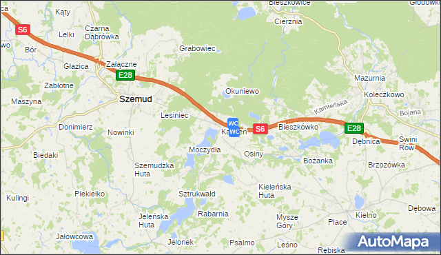 mapa Kamień gmina Szemud, Kamień gmina Szemud na mapie Targeo