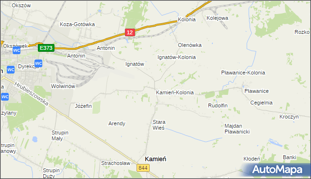 mapa Kamień-Kolonia gmina Kamień, Kamień-Kolonia gmina Kamień na mapie Targeo