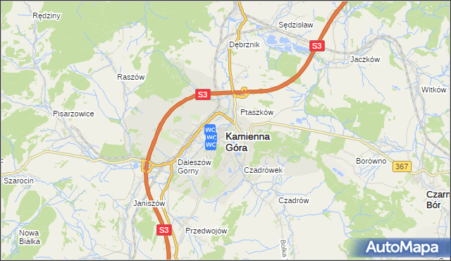 mapa Kamienna Góra, Kamienna Góra na mapie Targeo