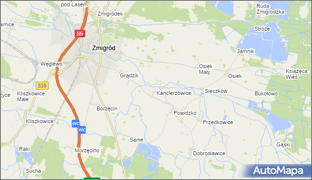 mapa Kanclerzowice, Kanclerzowice na mapie Targeo