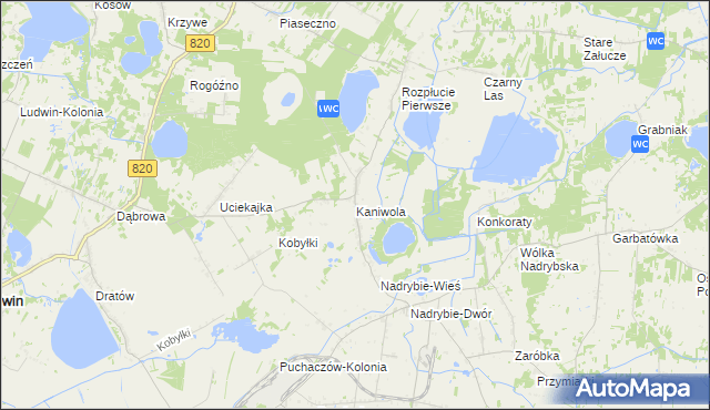 mapa Kaniwola, Kaniwola na mapie Targeo