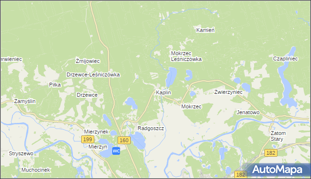 mapa Kaplin gmina Międzychód, Kaplin gmina Międzychód na mapie Targeo