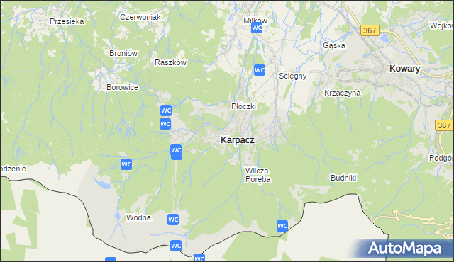 mapa Karpacz, Karpacz na mapie Targeo