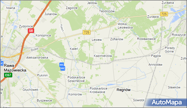 mapa Kazimierzów gmina Regnów, Kazimierzów gmina Regnów na mapie Targeo