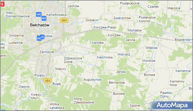 mapa Kielchinów, Kielchinów na mapie Targeo