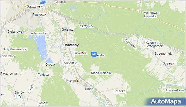 mapa Klasztor gmina Rytwiany, Klasztor gmina Rytwiany na mapie Targeo
