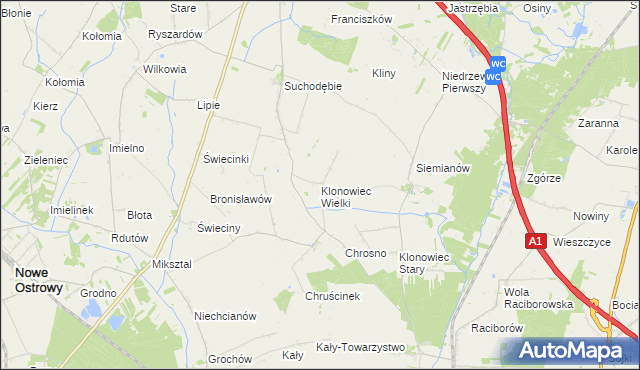 mapa Klonowiec Wielki, Klonowiec Wielki na mapie Targeo