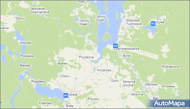 mapa Knieja gmina Karsin, Knieja gmina Karsin na mapie Targeo