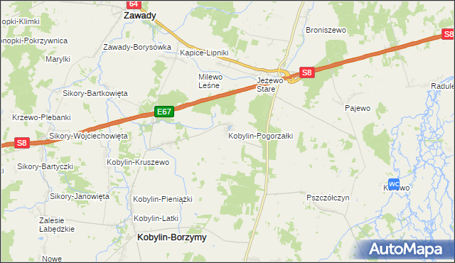 mapa Kobylin-Pogorzałki, Kobylin-Pogorzałki na mapie Targeo