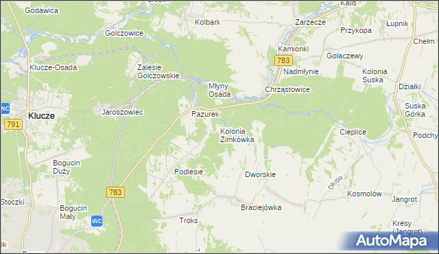 mapa Kolonia Zimkówka, Kolonia Zimkówka na mapie Targeo