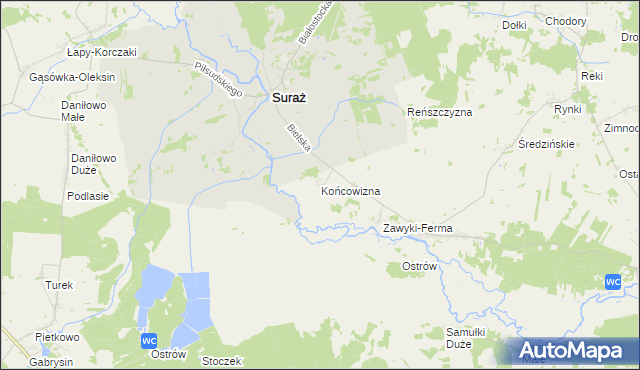 mapa Końcowizna, Końcowizna na mapie Targeo