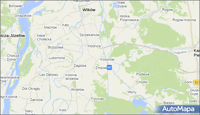 mapa Kosiorów gmina Wilków, Kosiorów gmina Wilków na mapie Targeo