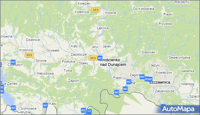 mapa Krościenko nad Dunajcem, Krościenko nad Dunajcem na mapie Targeo