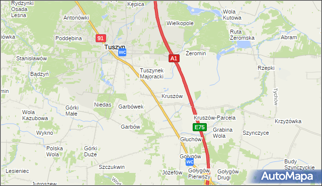 mapa Kruszów, Kruszów na mapie Targeo