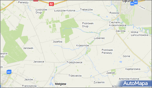 mapa Krzesimów, Krzesimów na mapie Targeo