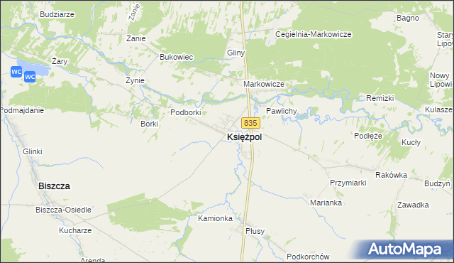 mapa Księżpol, Księżpol na mapie Targeo