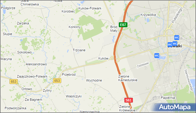 mapa Kuków gmina Suwałki, Kuków gmina Suwałki na mapie Targeo