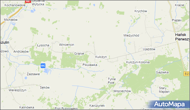 mapa Kulczyn gmina Hańsk, Kulczyn gmina Hańsk na mapie Targeo