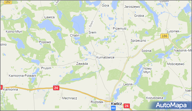 mapa Kurnatowice, Kurnatowice na mapie Targeo