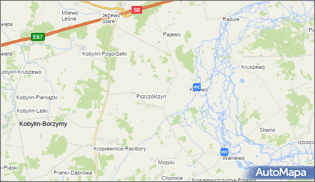 mapa Kurowo-Kolonia gmina Kobylin-Borzymy, Kurowo-Kolonia gmina Kobylin-Borzymy na mapie Targeo