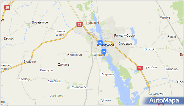 mapa Łagiewniki gmina Kruszwica, Łagiewniki gmina Kruszwica na mapie Targeo