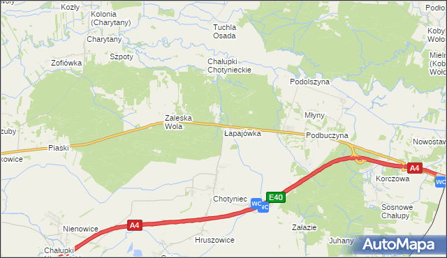 mapa Łapajówka gmina Radymno, Łapajówka gmina Radymno na mapie Targeo