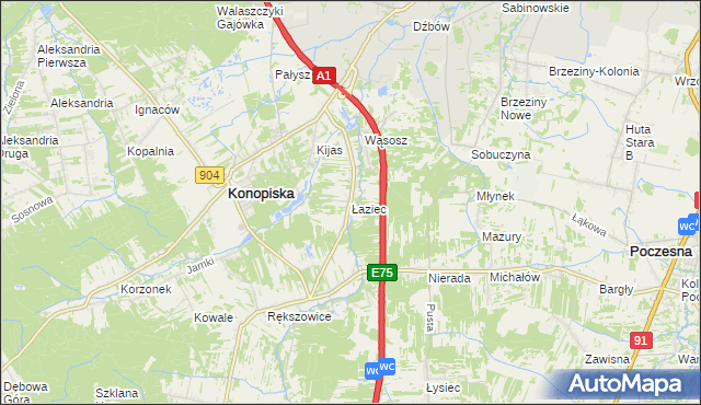mapa Łaziec, Łaziec na mapie Targeo