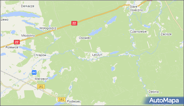 mapa Łęczyn gmina Dobiegniew, Łęczyn gmina Dobiegniew na mapie Targeo