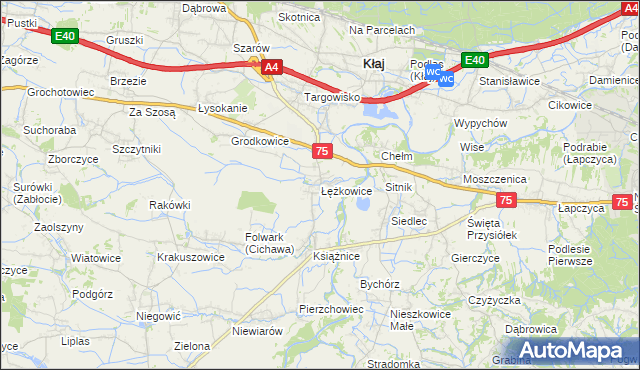 mapa Łężkowice, Łężkowice na mapie Targeo