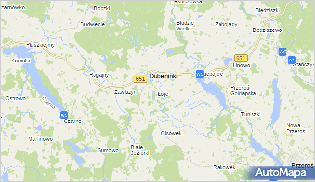 mapa Łoje gmina Dubeninki, Łoje gmina Dubeninki na mapie Targeo