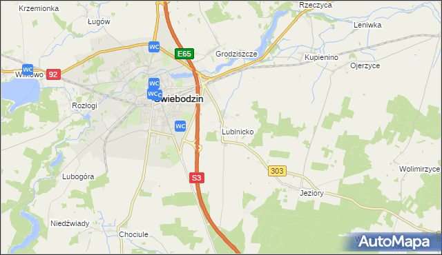 mapa Lubinicko, Lubinicko na mapie Targeo