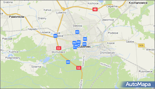 mapa Lubliniec, Lubliniec na mapie Targeo