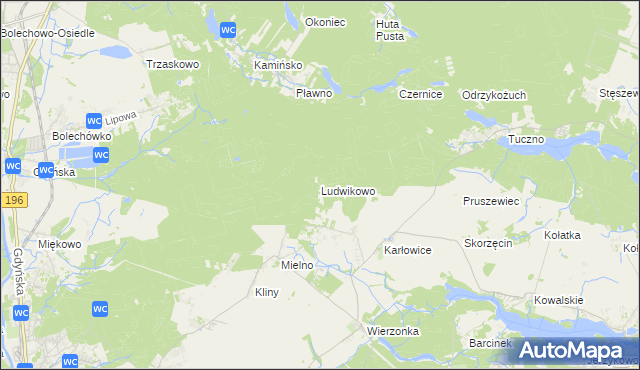 mapa Ludwikowo gmina Czerwonak, Ludwikowo gmina Czerwonak na mapie Targeo