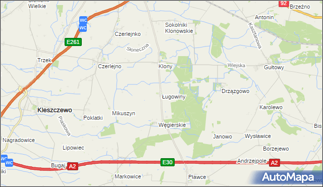 mapa Ługowiny, Ługowiny na mapie Targeo