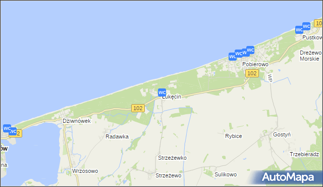 mapa Łukęcin, Łukęcin na mapie Targeo