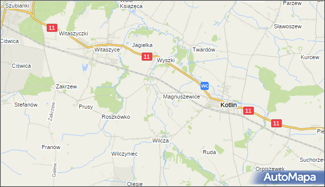 mapa Magnuszewice, Magnuszewice na mapie Targeo