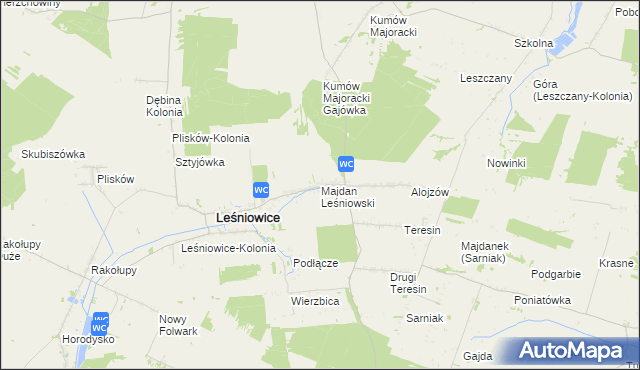 mapa Majdan Leśniowski, Majdan Leśniowski na mapie Targeo