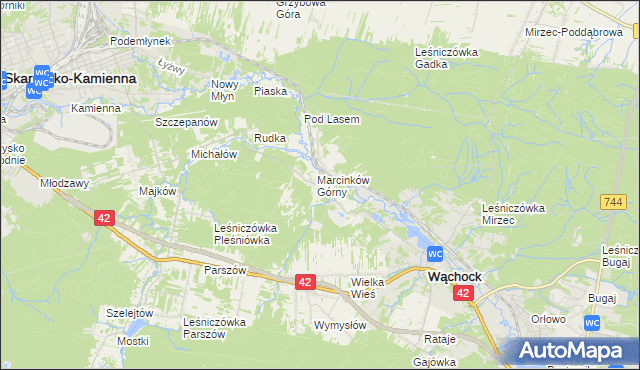 mapa Marcinków gmina Wąchock, Marcinków gmina Wąchock na mapie Targeo