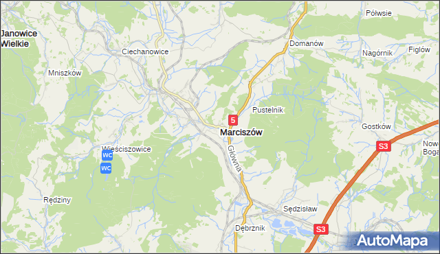 mapa Marciszów, Marciszów na mapie Targeo