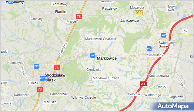 mapa Marklowice, Marklowice na mapie Targeo