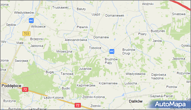 mapa Marysin gmina Dalików, Marysin gmina Dalików na mapie Targeo