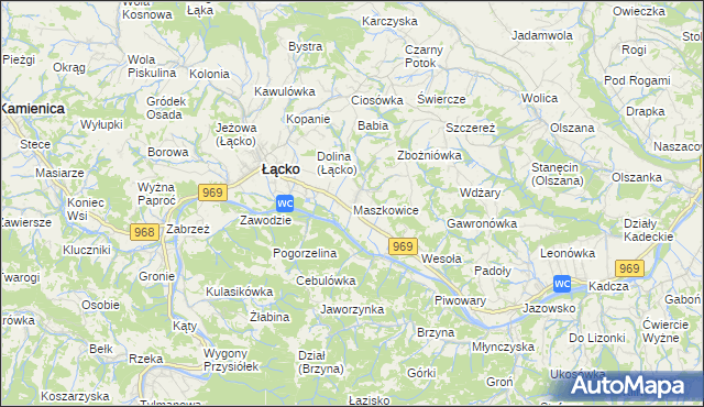 mapa Maszkowice gmina Łącko, Maszkowice gmina Łącko na mapie Targeo